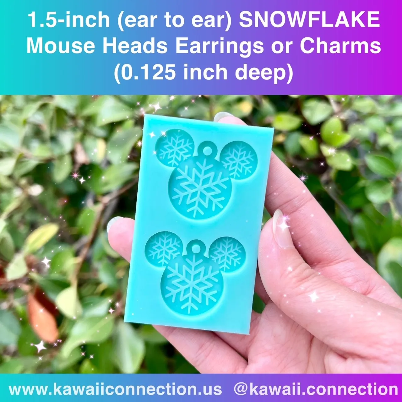 1 inch or 1.5 inch (ear to ear) Snowflake Mouse Head Silicone Mold for Resin Dangle Earrings Stitch Marker Pendant Zip Pull Charms DIY