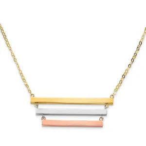 10K Tri Color Bar Necklace