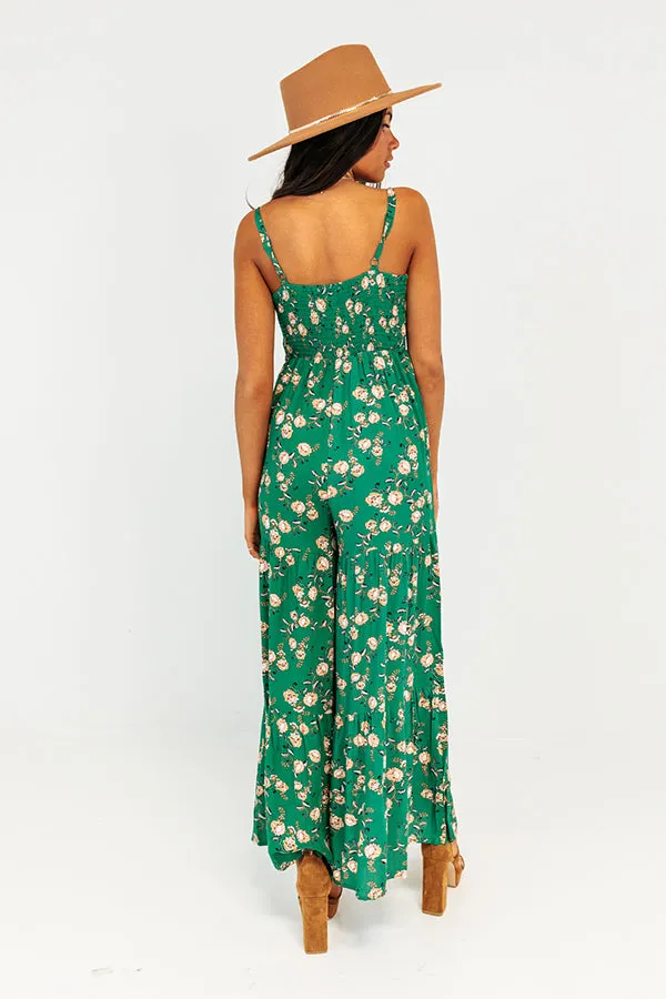 All Of A Sudden Floral Jumpsuit In Green
