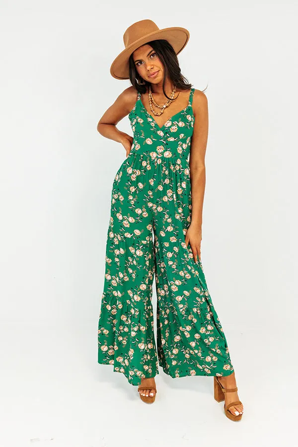 All Of A Sudden Floral Jumpsuit In Green