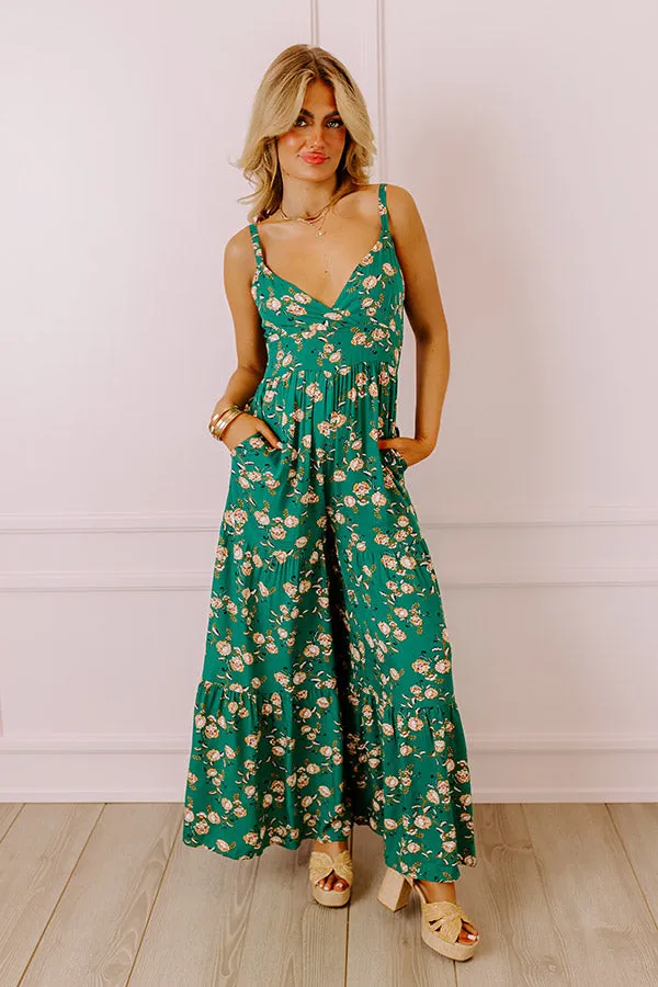 All Of A Sudden Floral Jumpsuit In Green