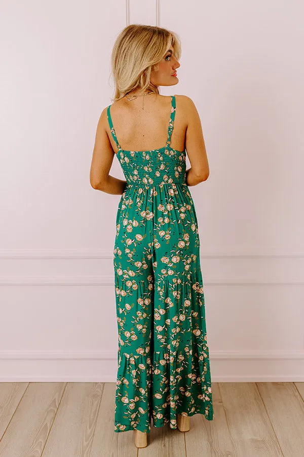 All Of A Sudden Floral Jumpsuit In Green