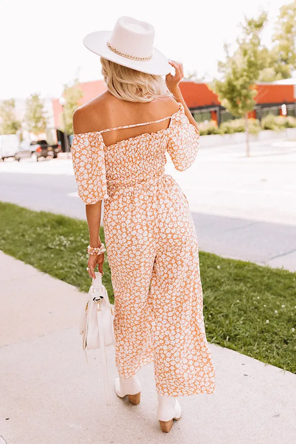 Always Dreaming Smocked Jumpsuit In Peach