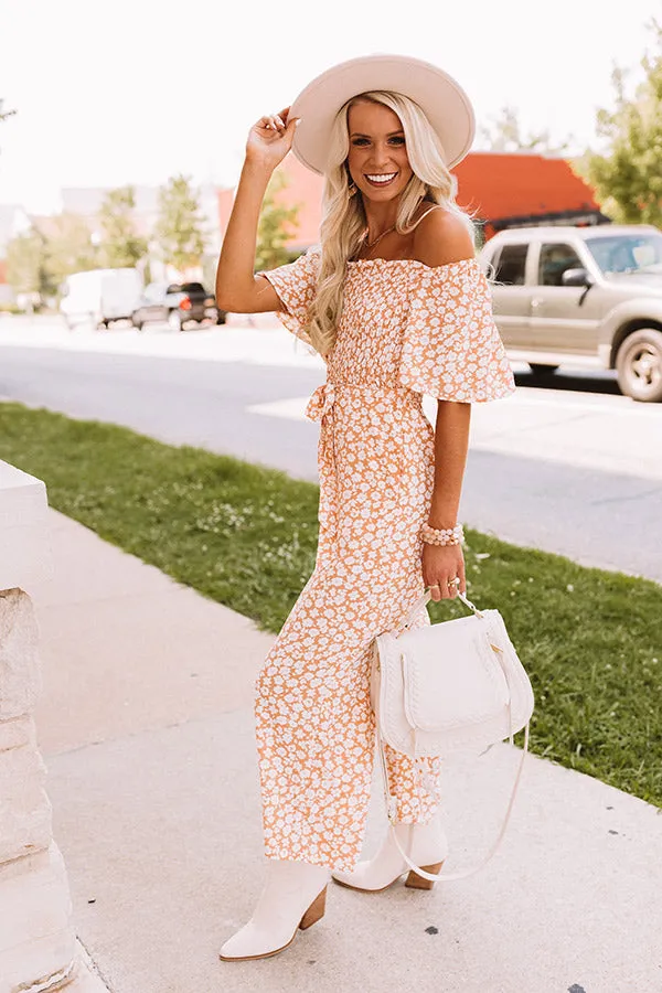 Always Dreaming Smocked Jumpsuit In Peach