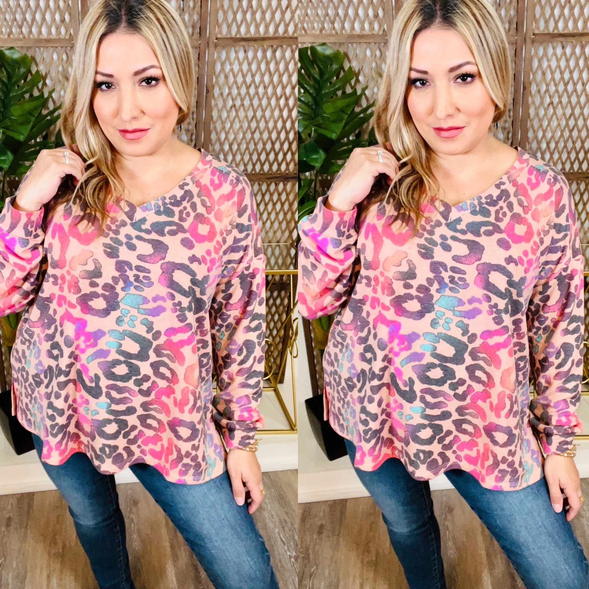 Animal Print Top: Pinks