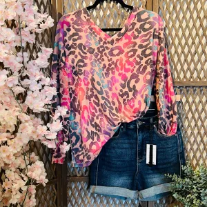 Animal Print Top: Pinks