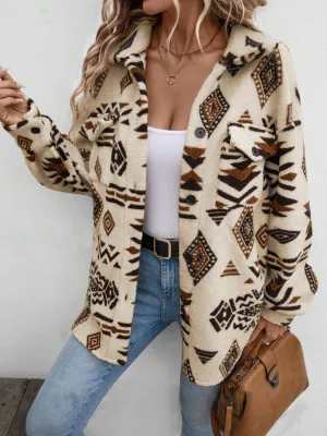 Aztec Button Up Dropped Shoulder Jacket