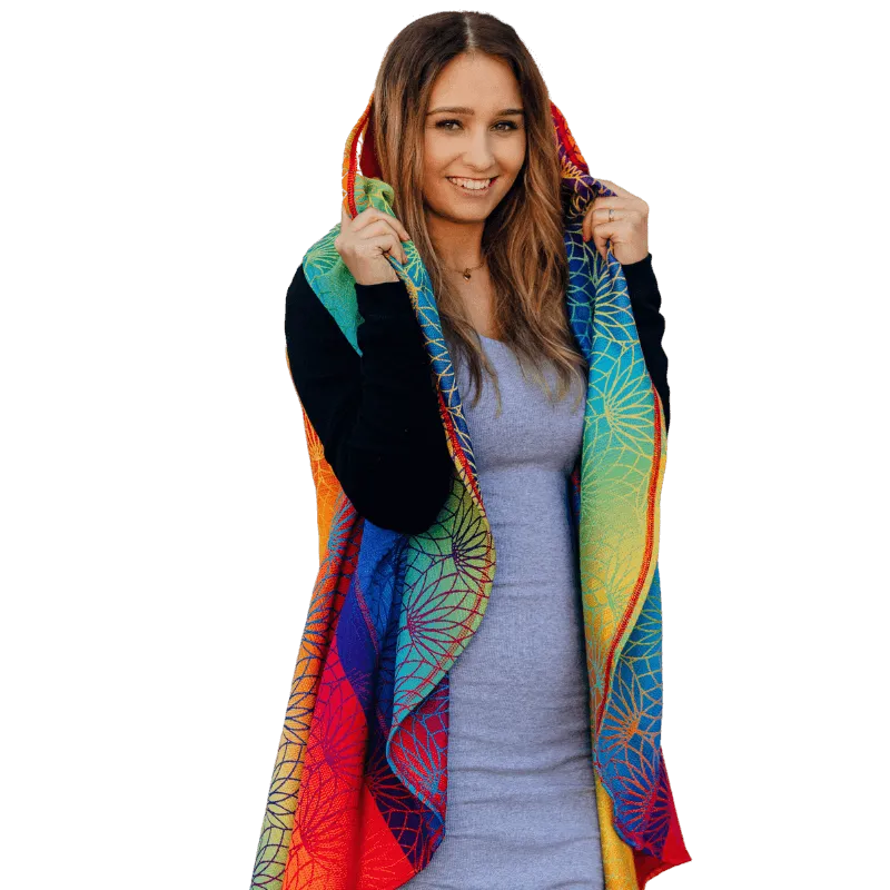 Babywearing Long Cardigan Rainbow Lotus by LennyLamb