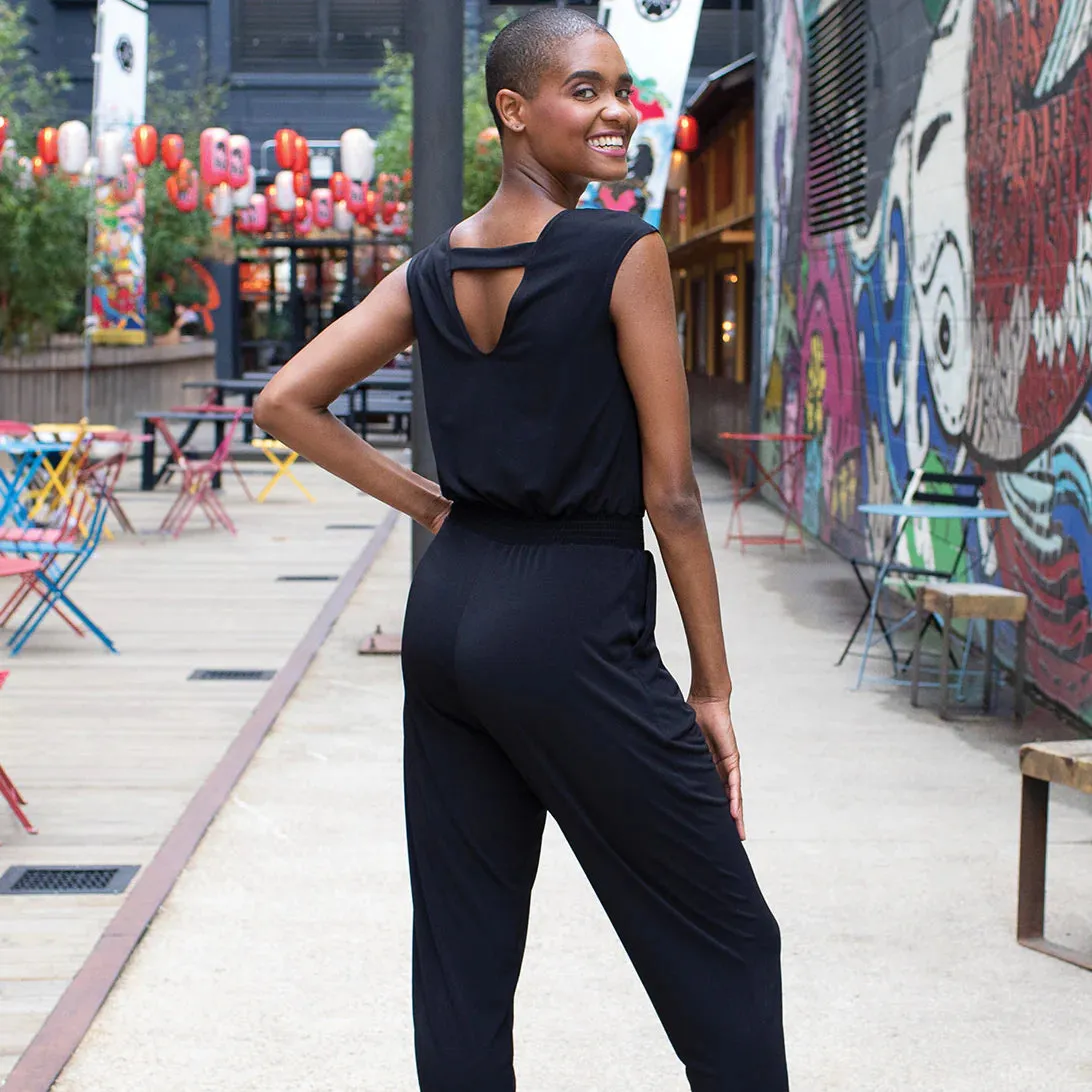 Back Cut Out Jogger Pocket Jumpsuit
