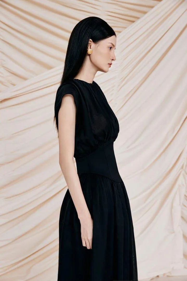Black retro corset dress-TINA