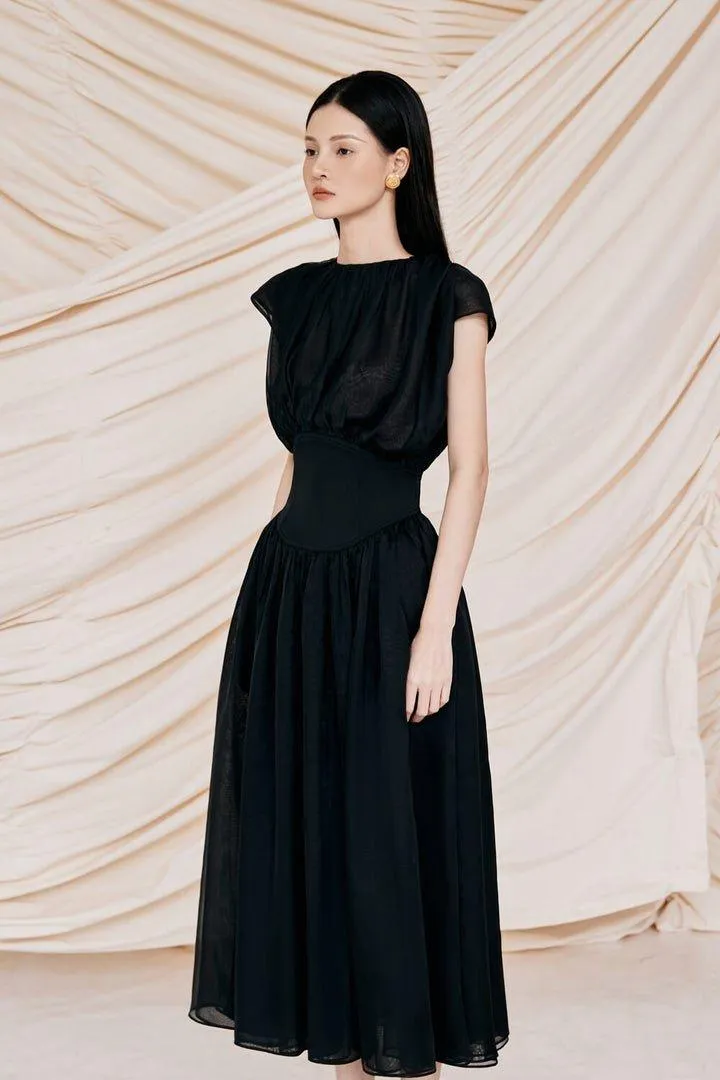 Black retro corset dress-TINA
