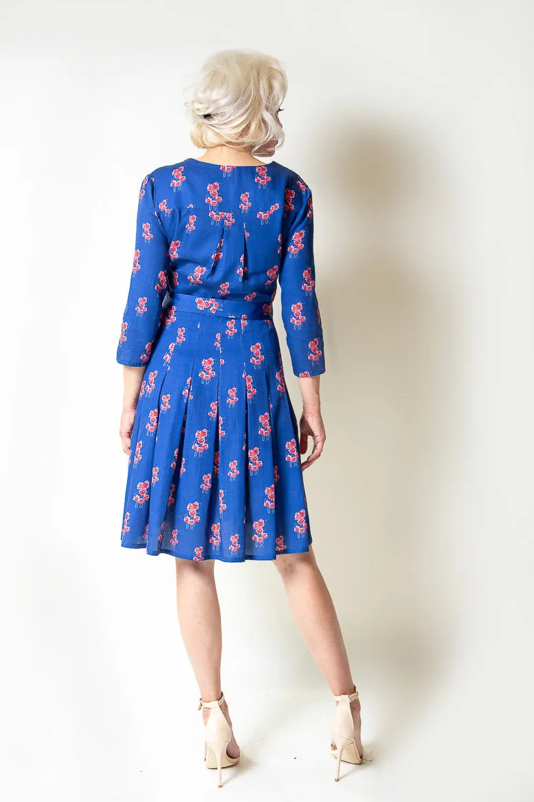 Blue Cotton Printed Dress