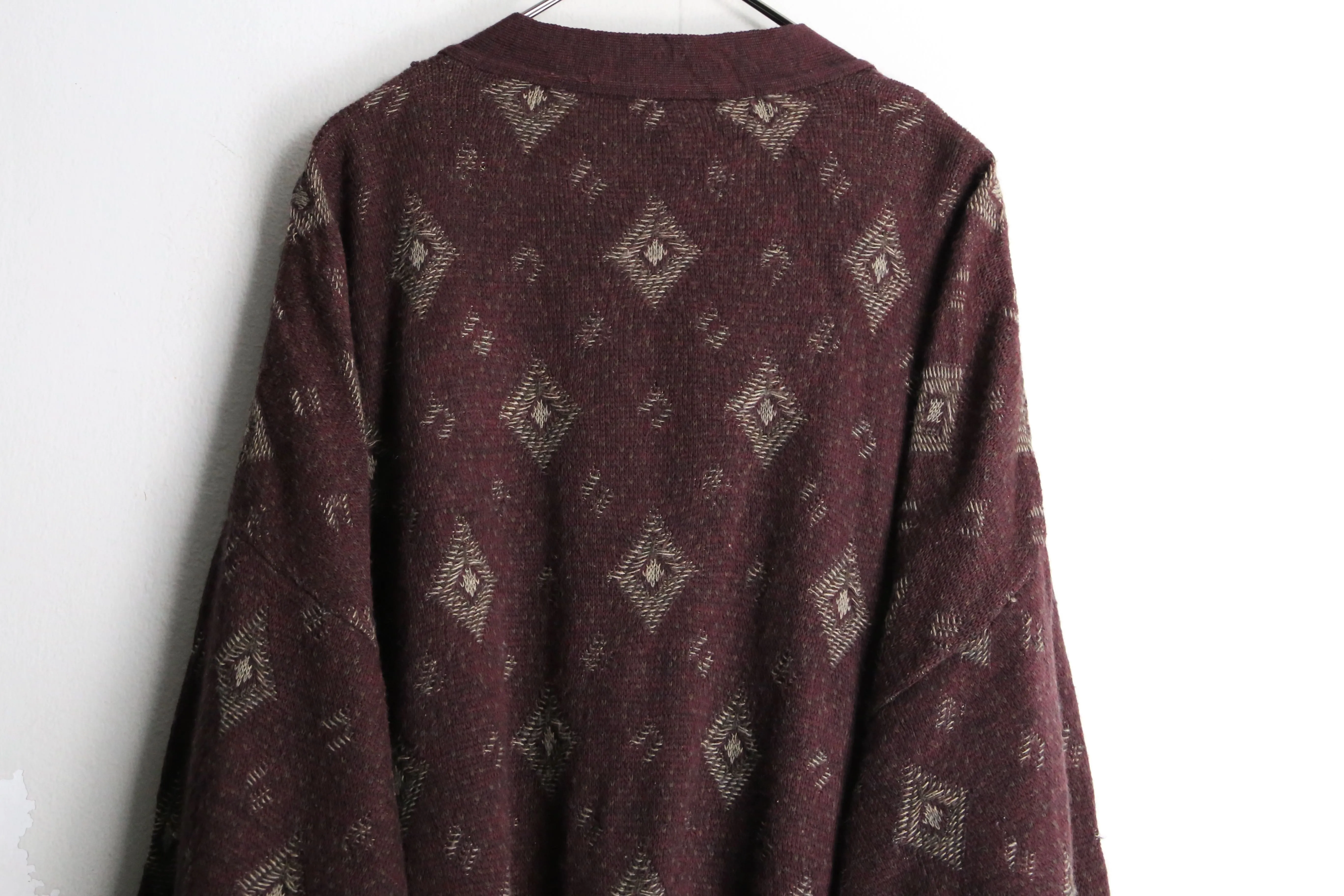 bordeaux rhombus design cardigan
