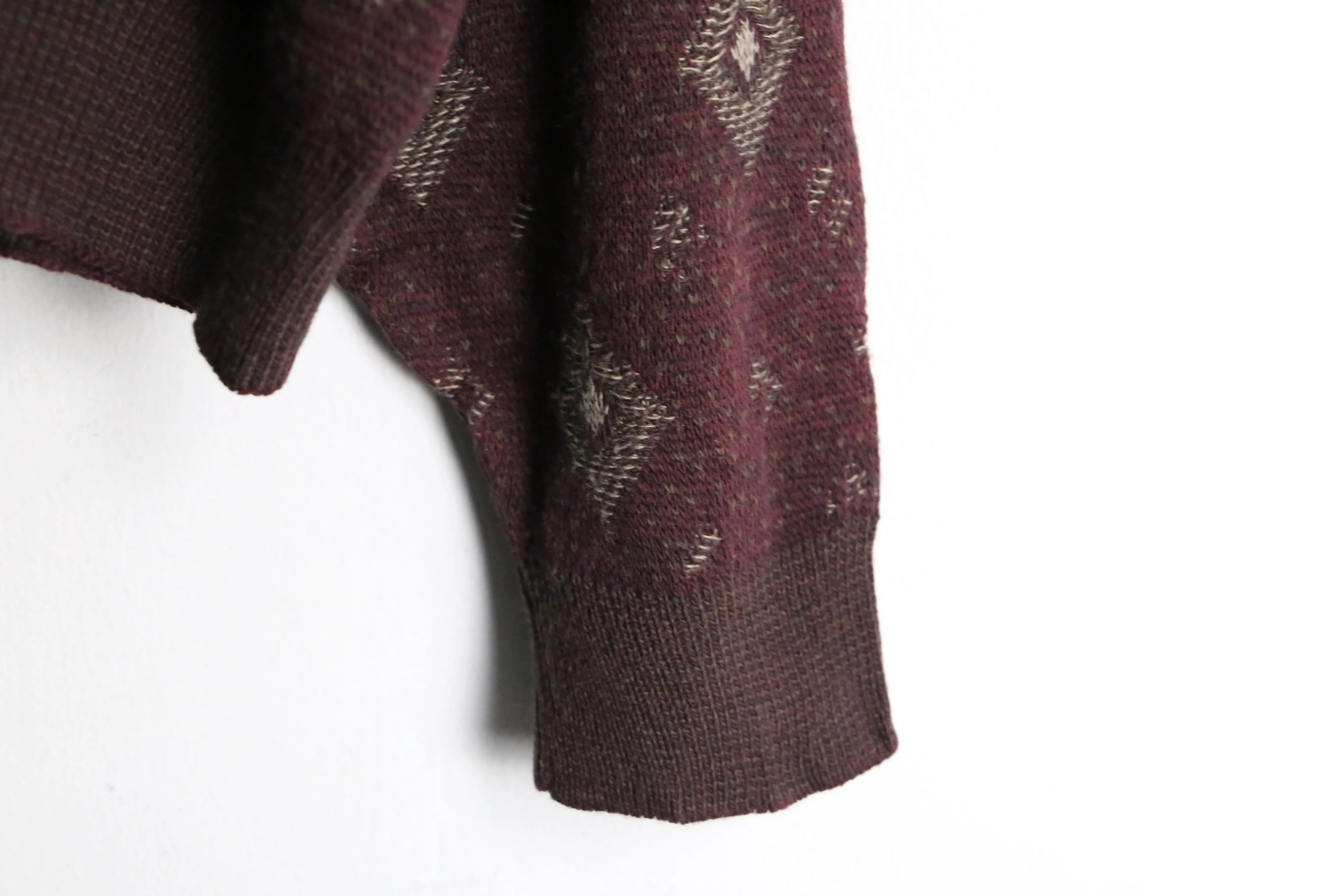 bordeaux rhombus design cardigan