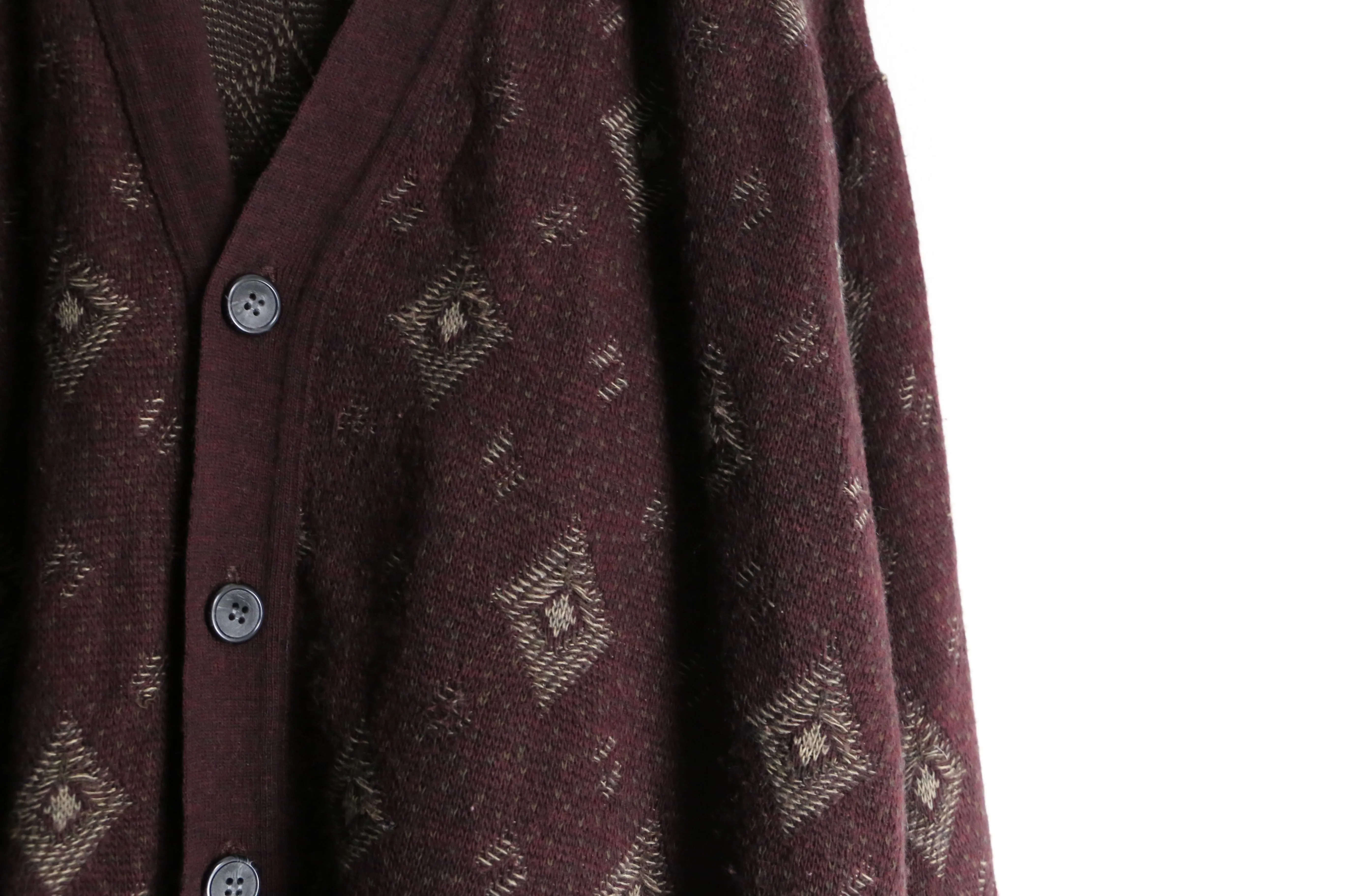 bordeaux rhombus design cardigan
