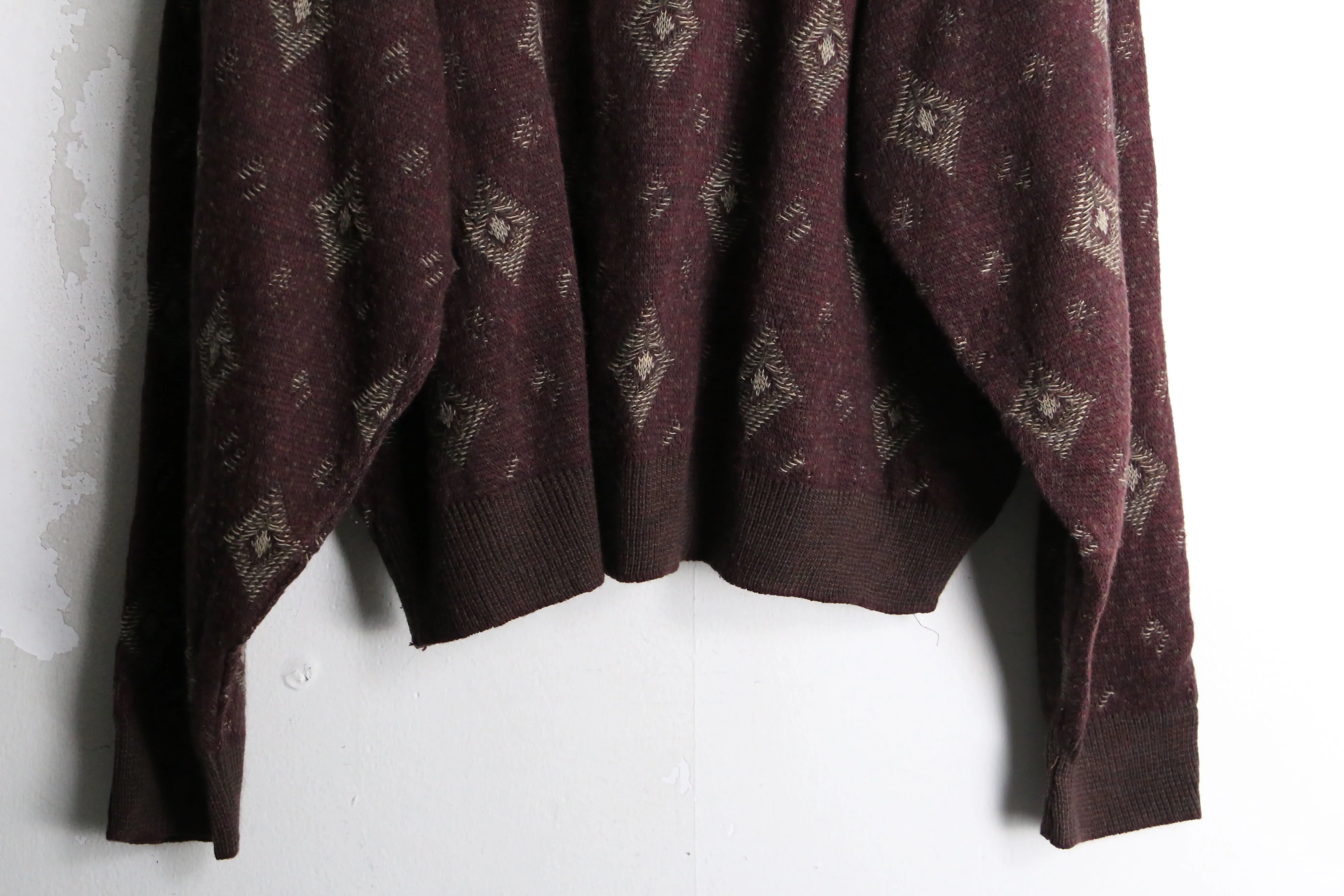 bordeaux rhombus design cardigan