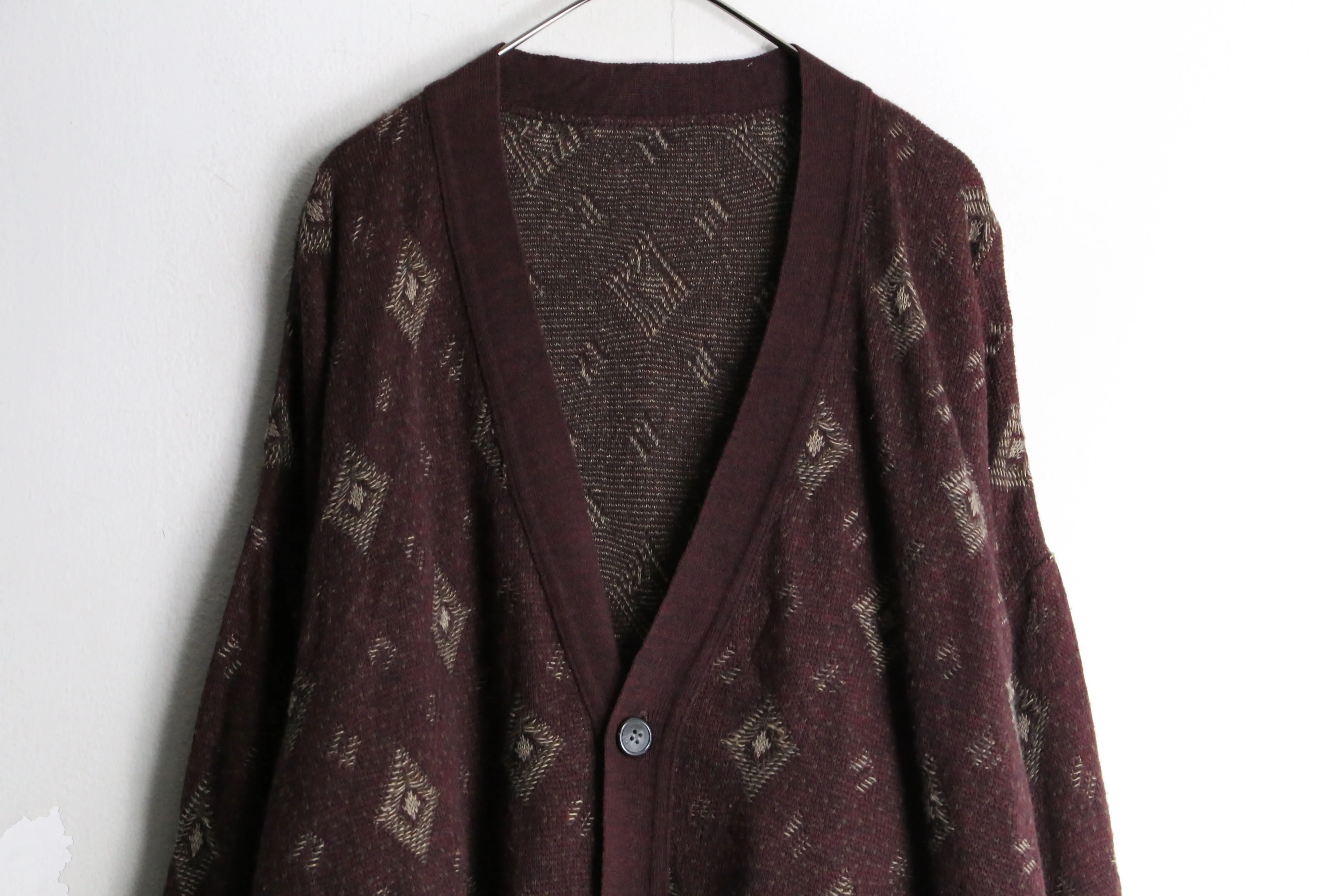 bordeaux rhombus design cardigan
