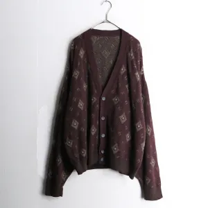 bordeaux rhombus design cardigan