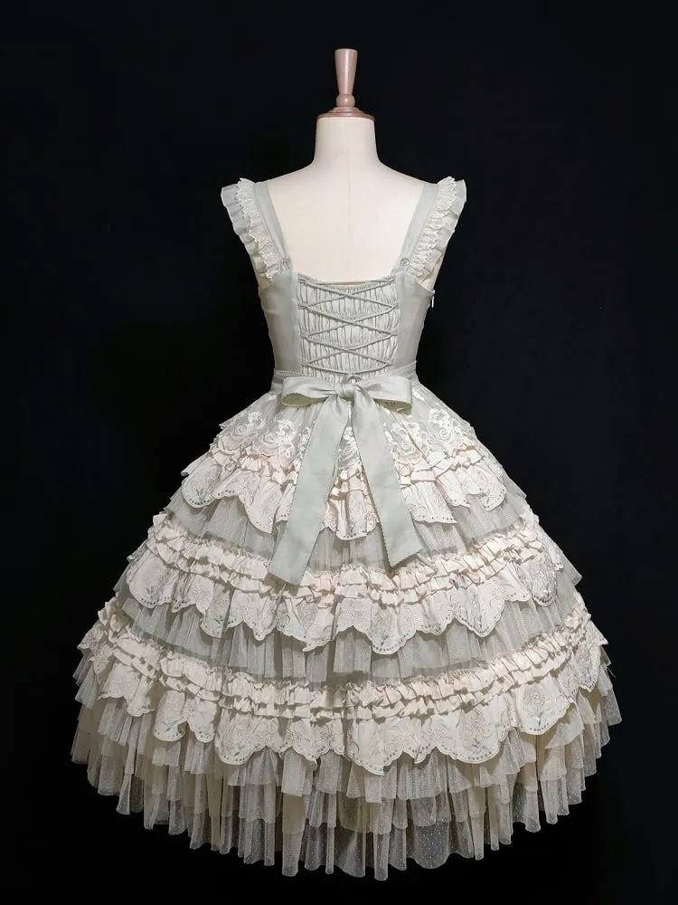 Bunny Layered Skirt Light Green Lolita Dress