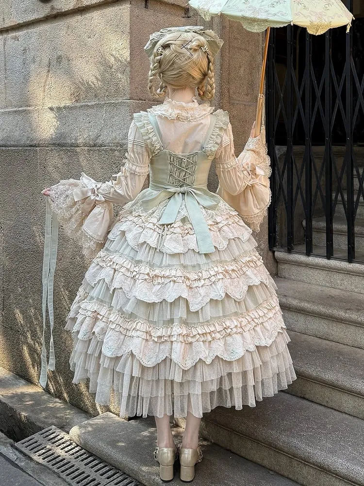 Bunny Layered Skirt Light Green Lolita Dress
