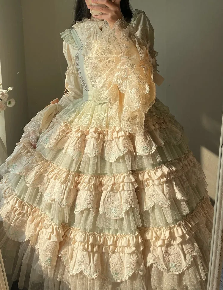 Bunny Layered Skirt Light Green Lolita Dress
