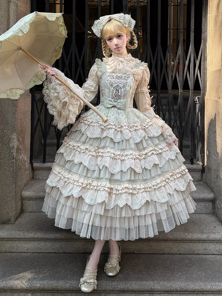 Bunny Layered Skirt Light Green Lolita Dress