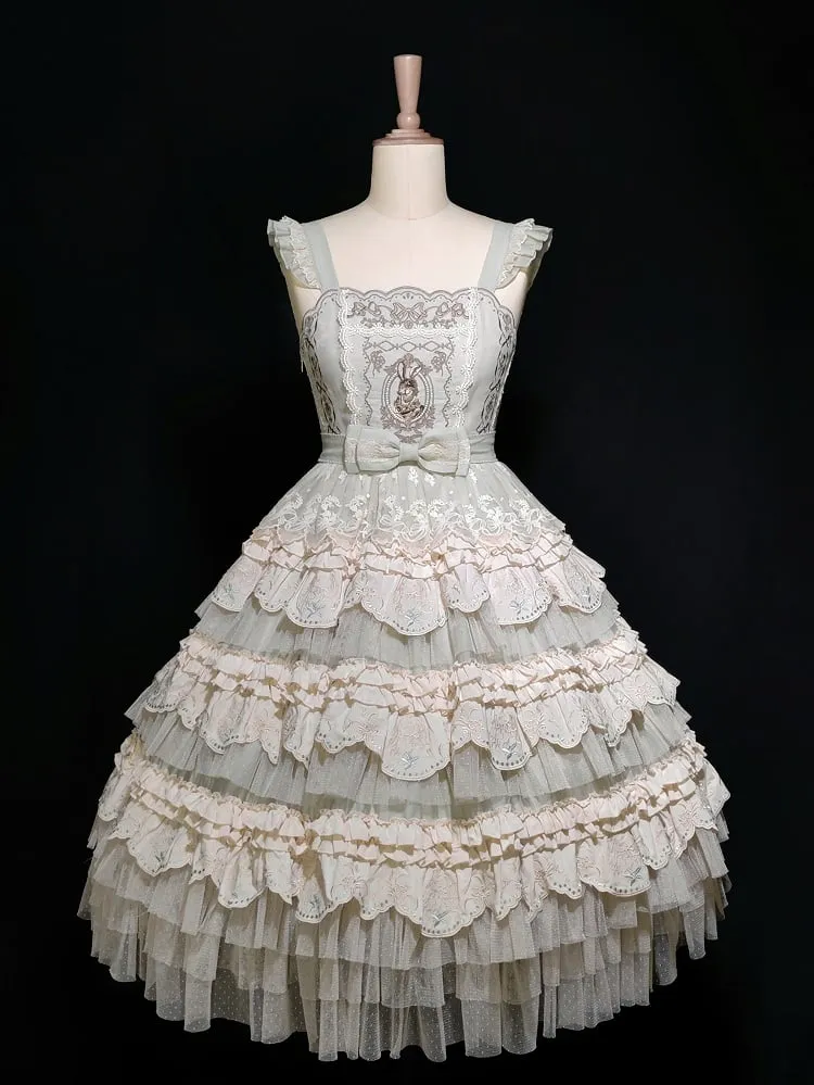 Bunny Layered Skirt Light Green Lolita Dress
