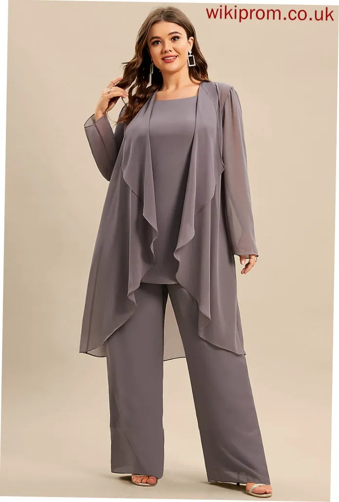 Chiffon of the Scoop Jumpsuit/Pantsuit Neck Bride Dress Floor-Length Halle Mother of the Bride Dresses Mother