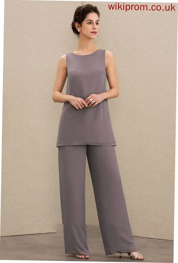 Chiffon of the Scoop Jumpsuit/Pantsuit Neck Bride Dress Floor-Length Halle Mother of the Bride Dresses Mother