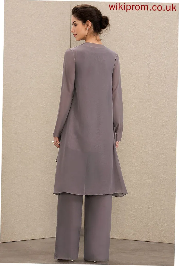 Chiffon of the Scoop Jumpsuit/Pantsuit Neck Bride Dress Floor-Length Halle Mother of the Bride Dresses Mother