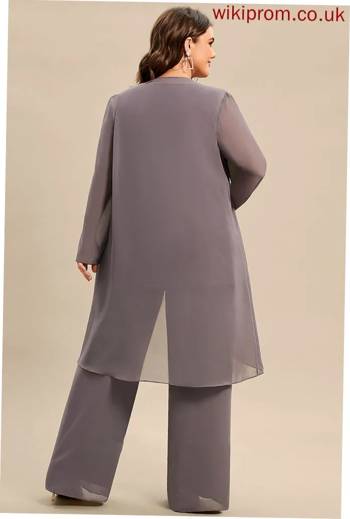 Chiffon of the Scoop Jumpsuit/Pantsuit Neck Bride Dress Floor-Length Halle Mother of the Bride Dresses Mother
