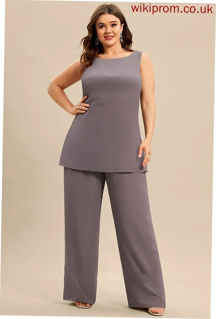 Chiffon of the Scoop Jumpsuit/Pantsuit Neck Bride Dress Floor-Length Halle Mother of the Bride Dresses Mother