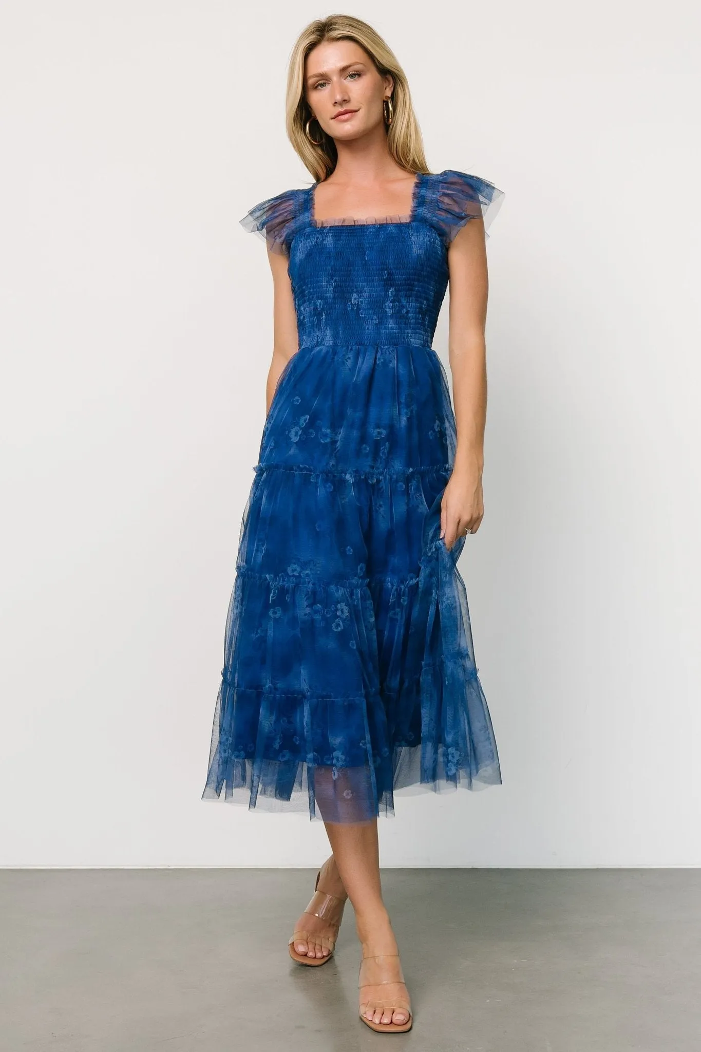 Clementine Tulle Midi Dress | Cobalt