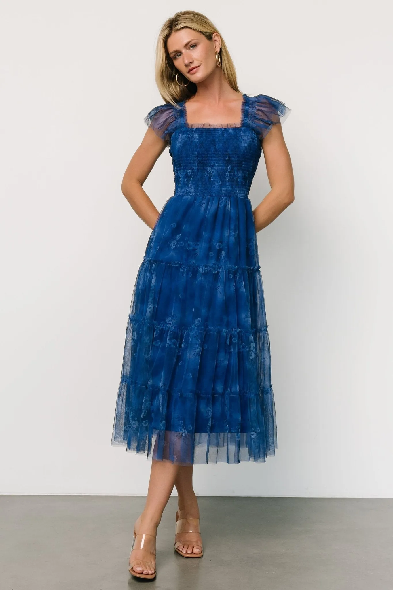 Clementine Tulle Midi Dress | Cobalt