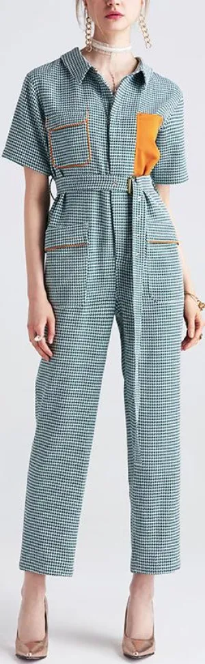 Color-Contrast Cropped-Leg Jumpsuit