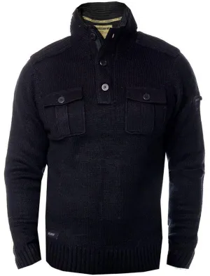 Dissident Navan Wool Blend Button Up Jumper in Black