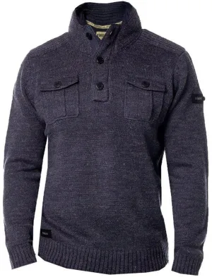 Dissident Navan Wool Blend Button Up Jumper in Blue