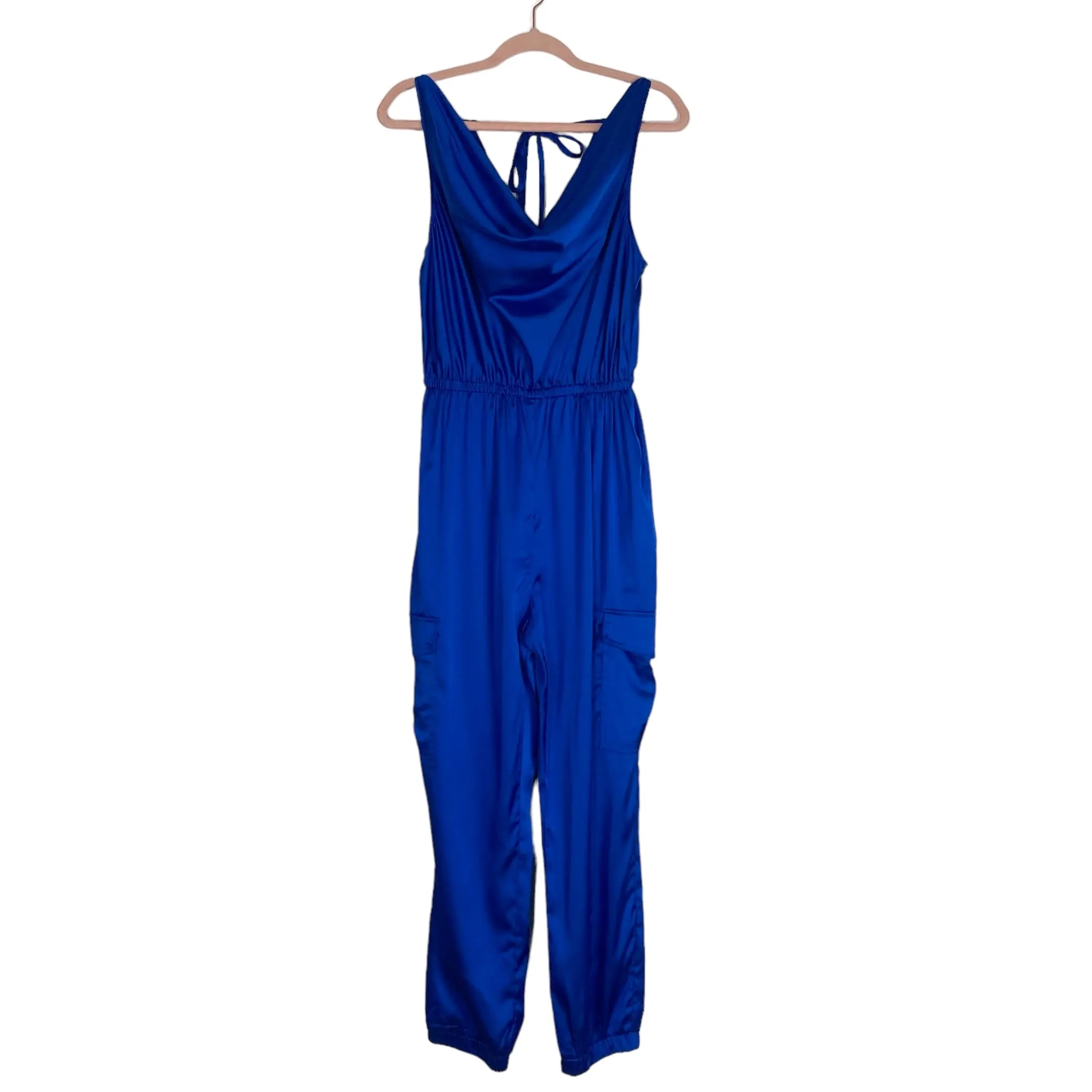 DO BE Blue Satin Jacinta Cowl Neck Jumpsuit NWT- Size S