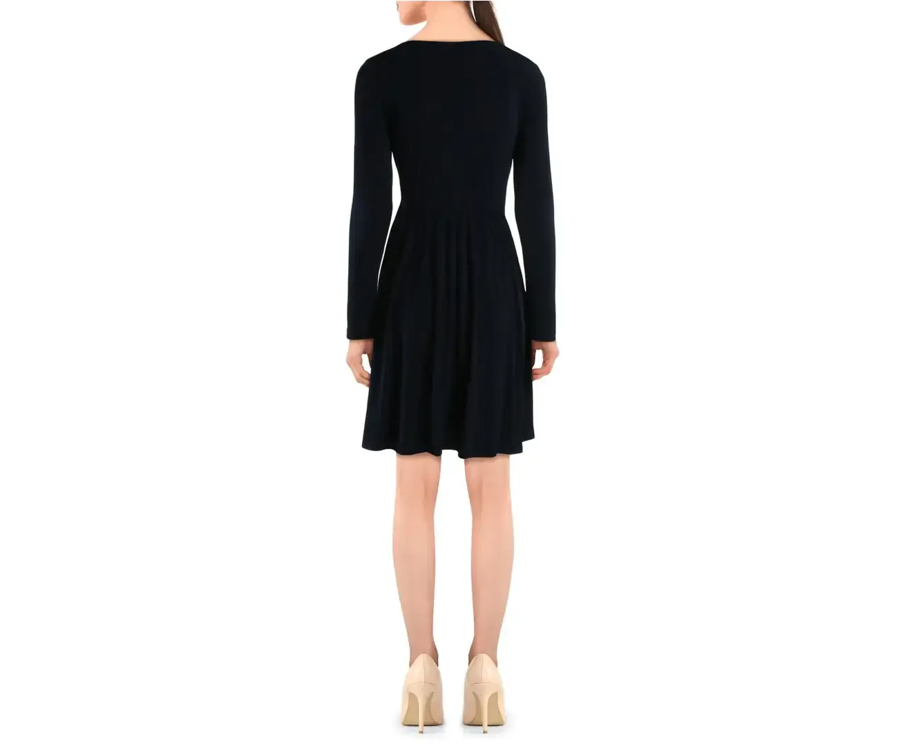 FRENCH CONNECTION Long Sleeved V-Neck Dress in Navy