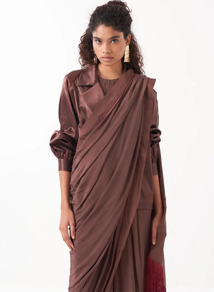 Fringe Saree Set