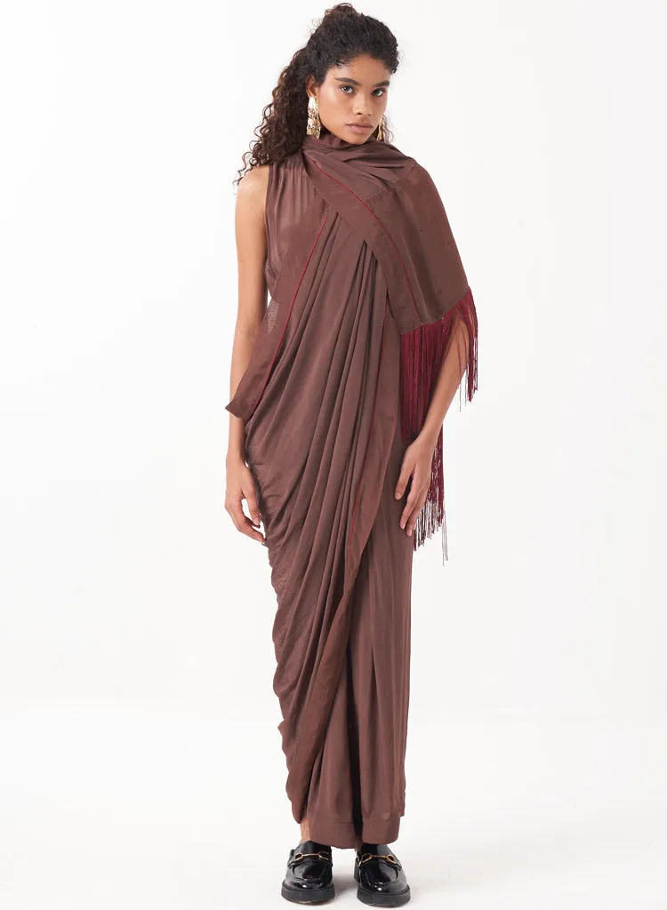 Fringe Saree Set