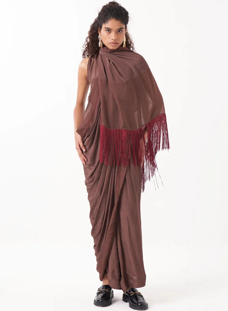 Fringe Saree Set