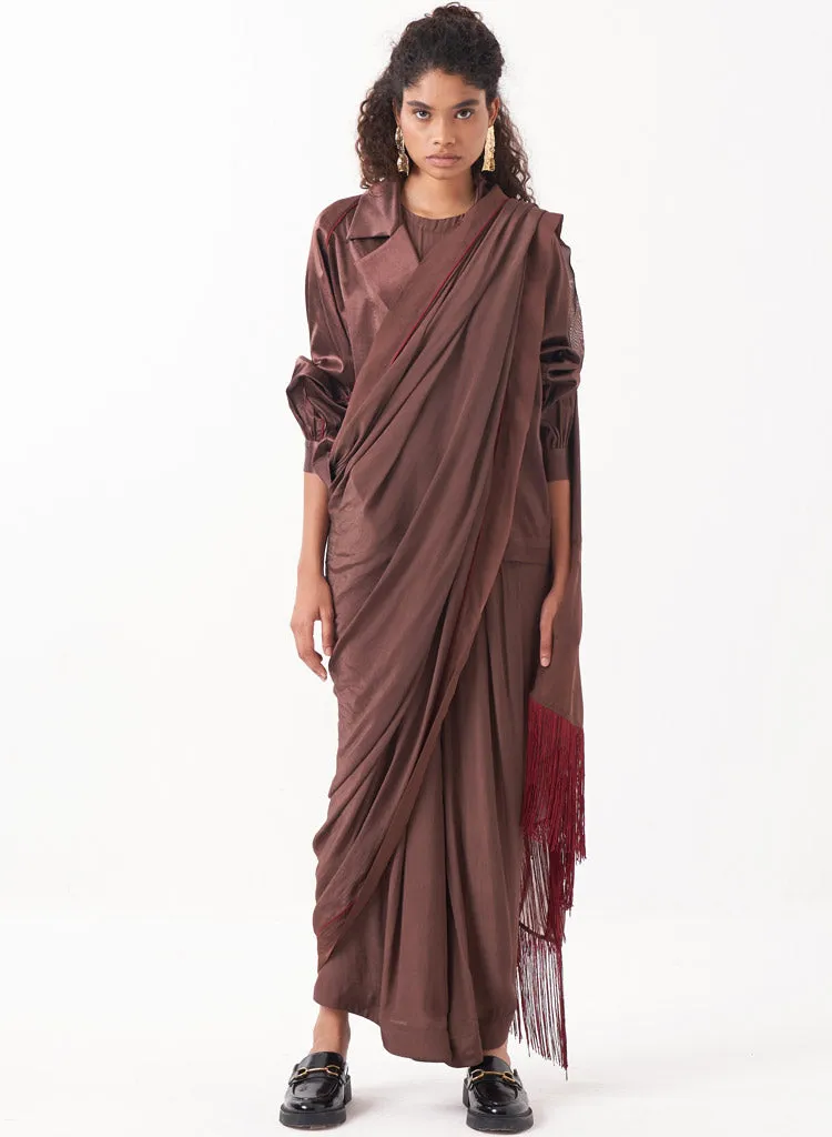 Fringe Saree Set