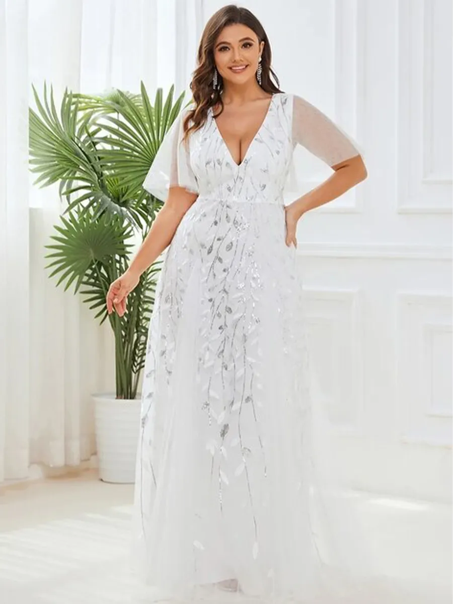 Funki Buys | Dresses | Women's Long Sequin Lace Formal Dress
