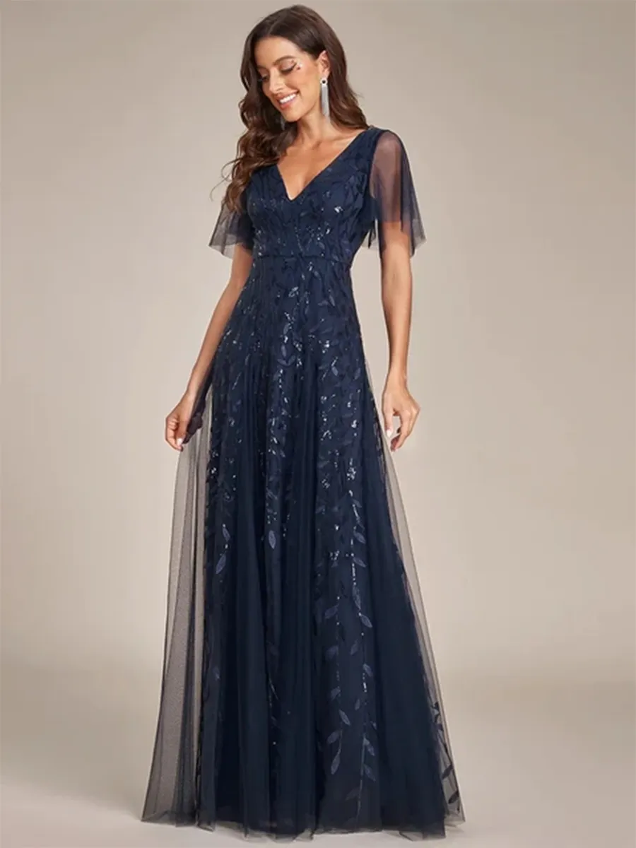 Funki Buys | Dresses | Women's Long Sequin Lace Formal Dress