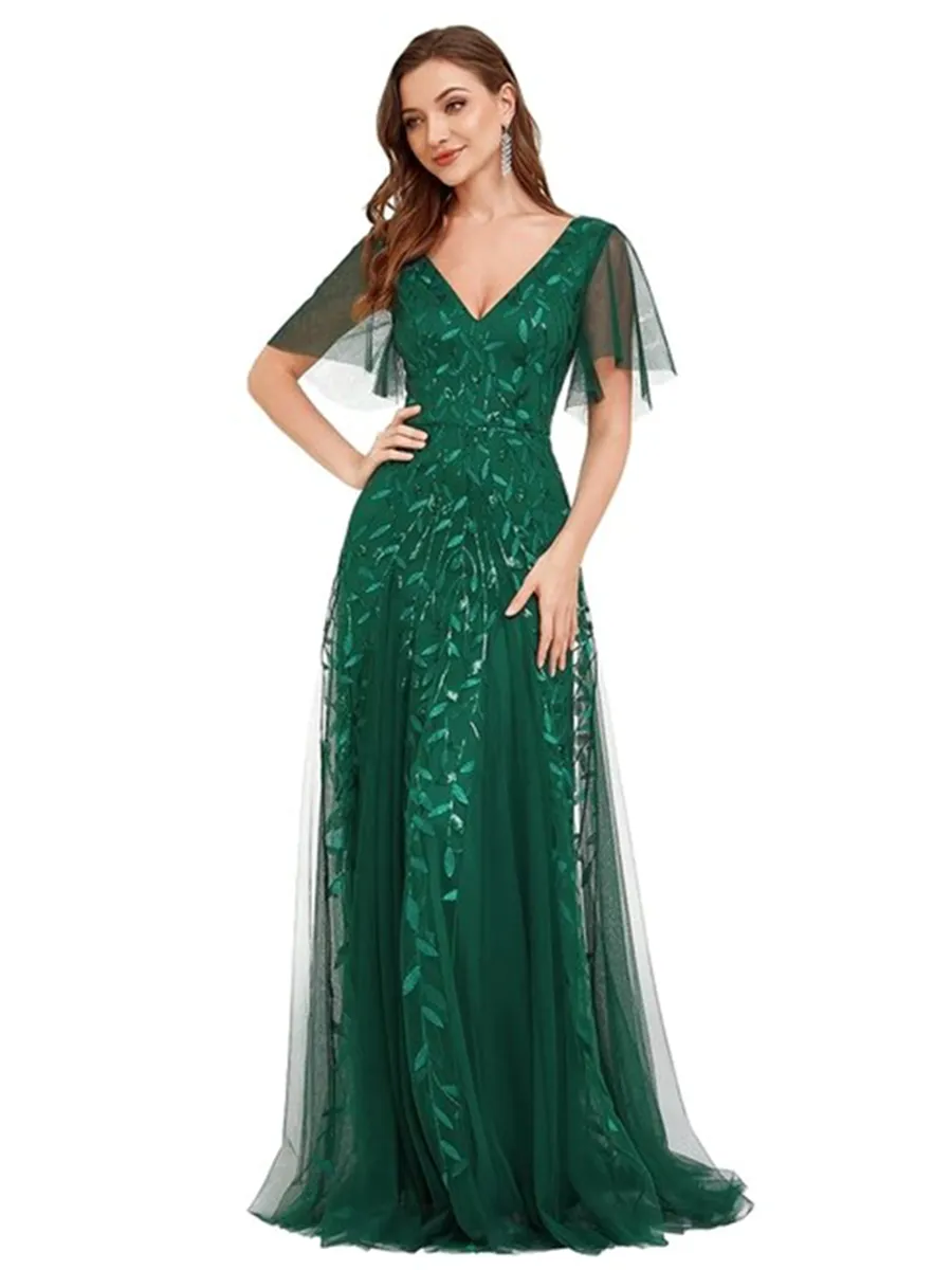 Funki Buys | Dresses | Women's Long Sequin Lace Formal Dress