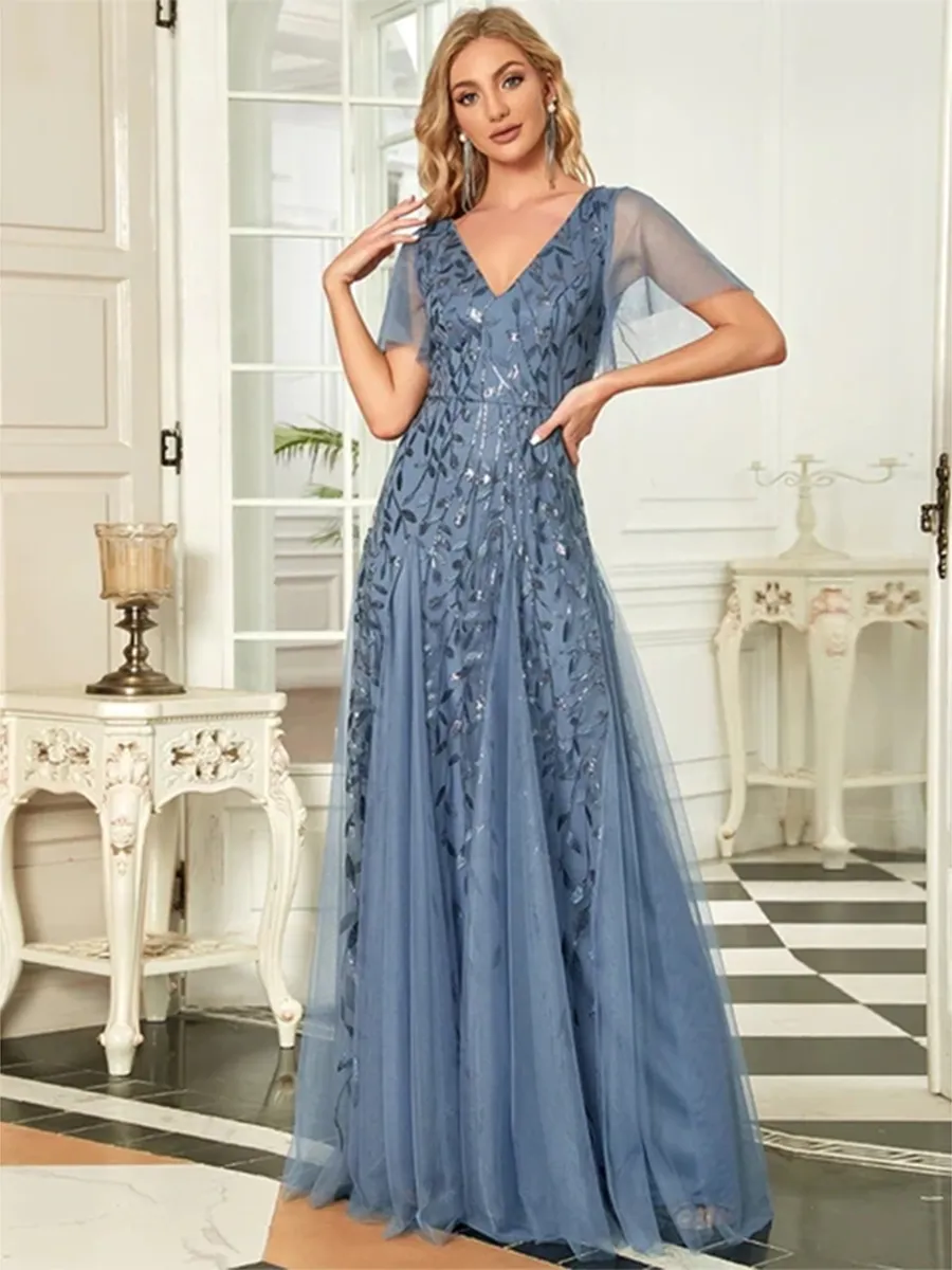 Funki Buys | Dresses | Women's Long Sequin Lace Formal Dress