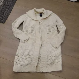 Gap cream knit long cardigan 1 button 6-7Y