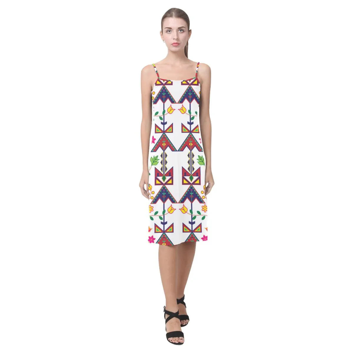 Geometric Floral Spring - White Alcestis Slip Dress