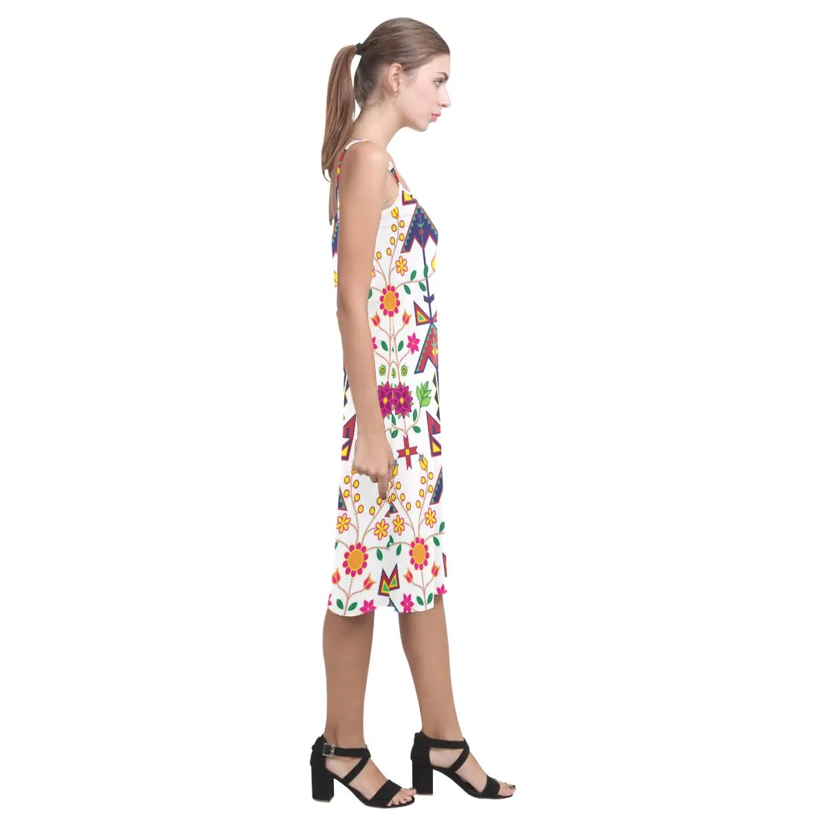 Geometric Floral Spring - White Alcestis Slip Dress